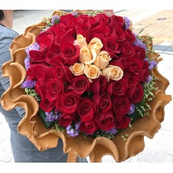 100 Rose Bouquet with 93 Red and 7 Champagne Color of Rose